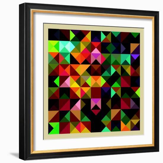 Colorful Triangles Modern Abstract Mosaic Design Pattern-Melindula-Framed Art Print