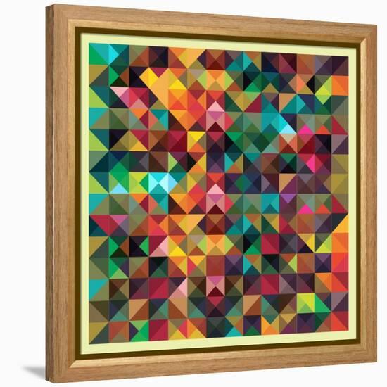 Colorful Triangles Modern Abstract Mosaic Design Pattern-Melindula-Framed Stretched Canvas