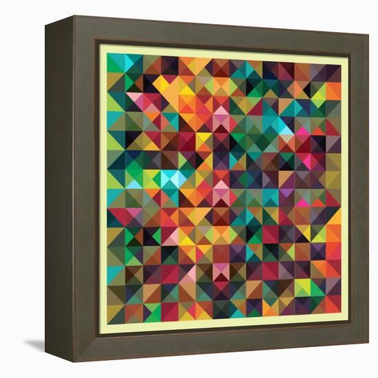 Colorful Triangles Modern Abstract Mosaic Design Pattern-Melindula-Framed Stretched Canvas