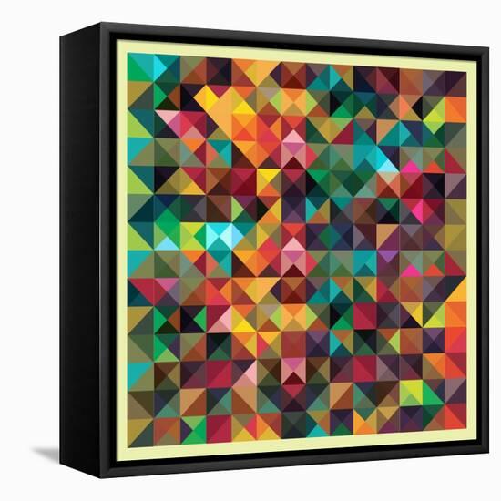 Colorful Triangles Modern Abstract Mosaic Design Pattern-Melindula-Framed Stretched Canvas
