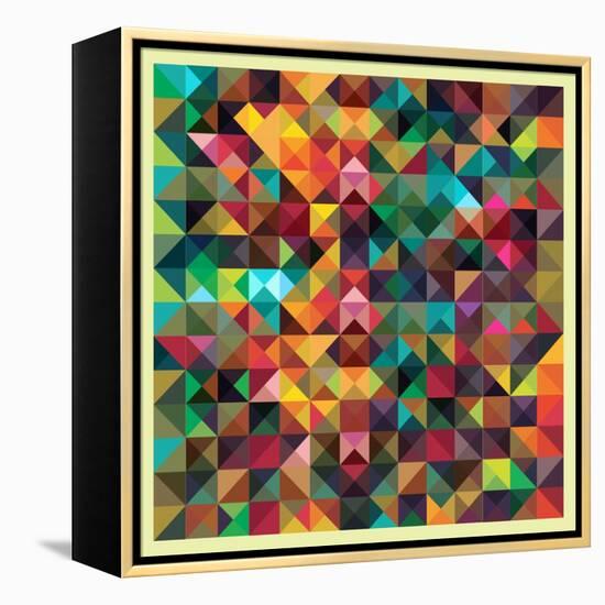 Colorful Triangles Modern Abstract Mosaic Design Pattern-Melindula-Framed Stretched Canvas