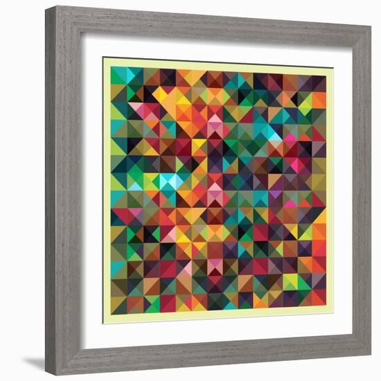 Colorful Triangles Modern Abstract Mosaic Design Pattern-Melindula-Framed Art Print