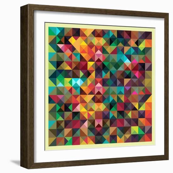 Colorful Triangles Modern Abstract Mosaic Design Pattern-Melindula-Framed Art Print