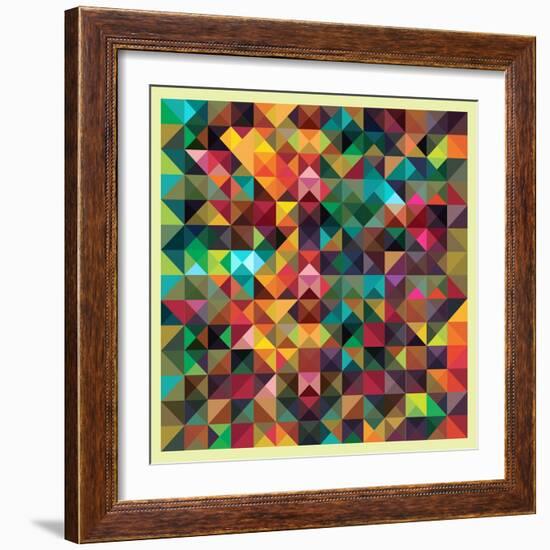 Colorful Triangles Modern Abstract Mosaic Design Pattern-Melindula-Framed Art Print