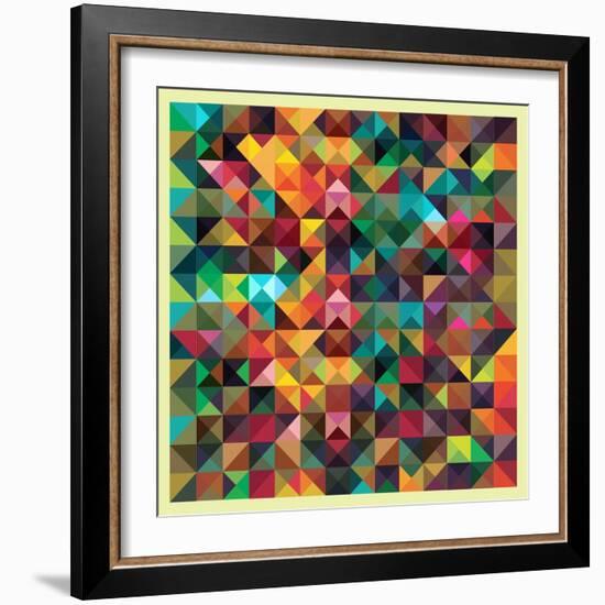 Colorful Triangles Modern Abstract Mosaic Design Pattern-Melindula-Framed Art Print