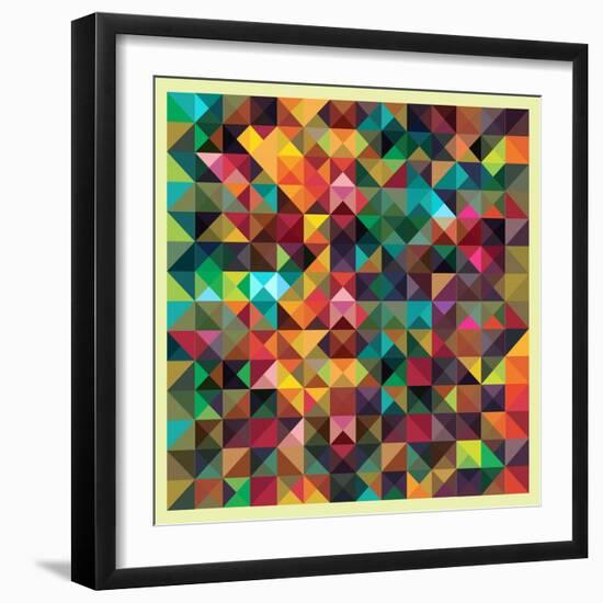 Colorful Triangles Modern Abstract Mosaic Design Pattern-Melindula-Framed Art Print