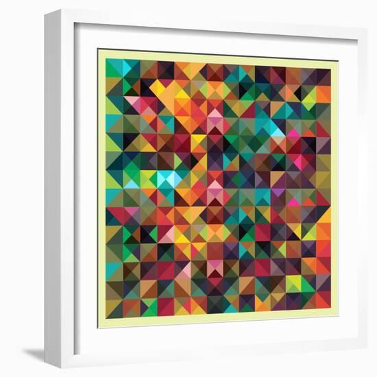 Colorful Triangles Modern Abstract Mosaic Design Pattern-Melindula-Framed Art Print