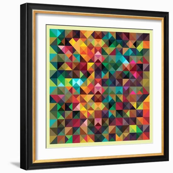 Colorful Triangles Modern Abstract Mosaic Design Pattern-Melindula-Framed Art Print