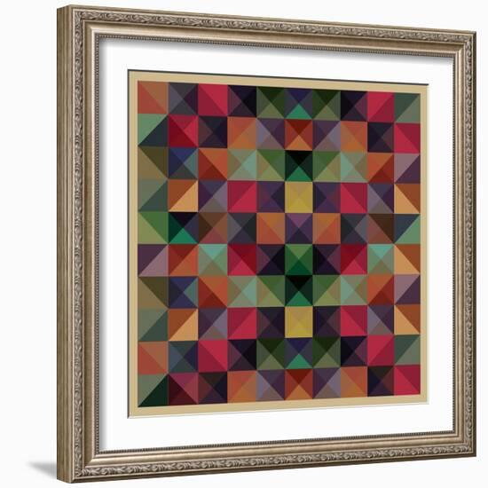 Colorful Triangles Modern Abstract Mosaic Design Pattern-Melindula-Framed Art Print