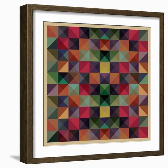 Colorful Triangles Modern Abstract Mosaic Design Pattern-Melindula-Framed Art Print