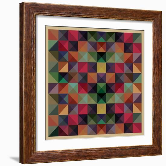 Colorful Triangles Modern Abstract Mosaic Design Pattern-Melindula-Framed Art Print