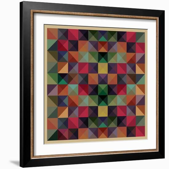 Colorful Triangles Modern Abstract Mosaic Design Pattern-Melindula-Framed Art Print