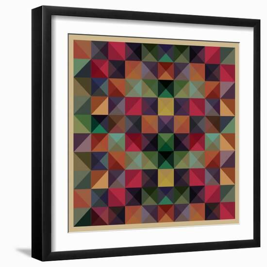 Colorful Triangles Modern Abstract Mosaic Design Pattern-Melindula-Framed Art Print