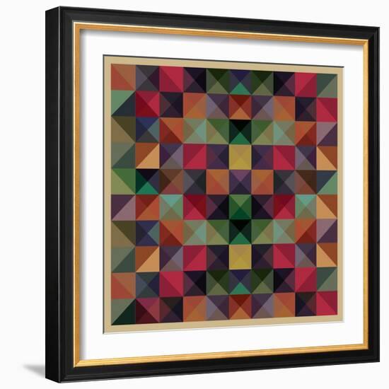 Colorful Triangles Modern Abstract Mosaic Design Pattern-Melindula-Framed Art Print