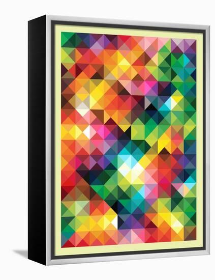 Colorful Triangles Modern Abstract Mosaic Design Pattern-Melindula-Framed Stretched Canvas