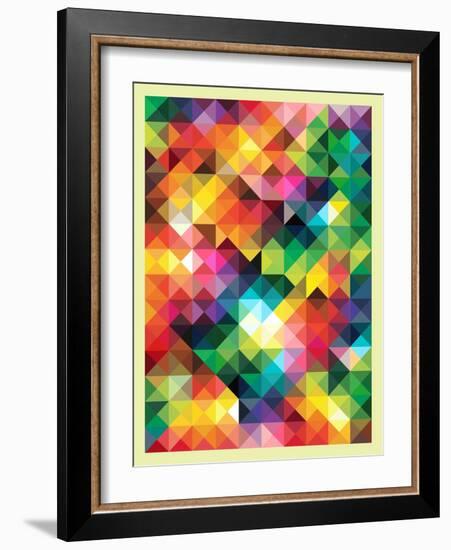 Colorful Triangles Modern Abstract Mosaic Design Pattern-Melindula-Framed Art Print