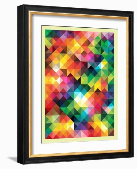 Colorful Triangles Modern Abstract Mosaic Design Pattern-Melindula-Framed Art Print