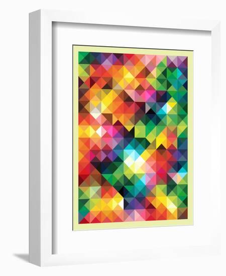 Colorful Triangles Modern Abstract Mosaic Design Pattern-Melindula-Framed Art Print