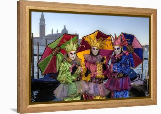 Colorful Trio Venice at Carnival Time, Italy-Darrell Gulin-Framed Premier Image Canvas