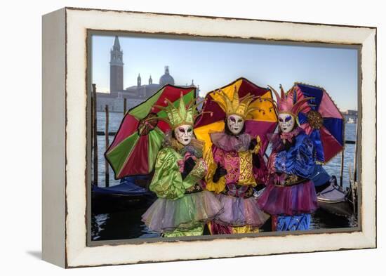 Colorful Trio Venice at Carnival Time, Italy-Darrell Gulin-Framed Premier Image Canvas