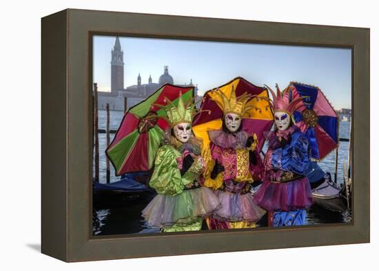 Colorful Trio Venice at Carnival Time, Italy-Darrell Gulin-Framed Premier Image Canvas