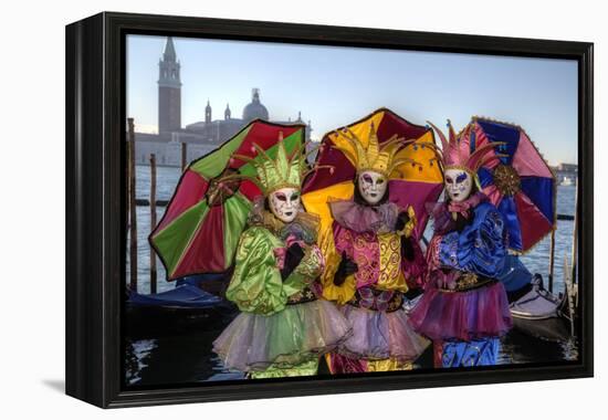 Colorful Trio Venice at Carnival Time, Italy-Darrell Gulin-Framed Premier Image Canvas