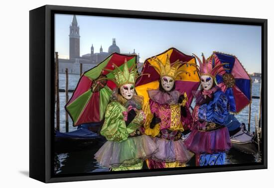 Colorful Trio Venice at Carnival Time, Italy-Darrell Gulin-Framed Premier Image Canvas