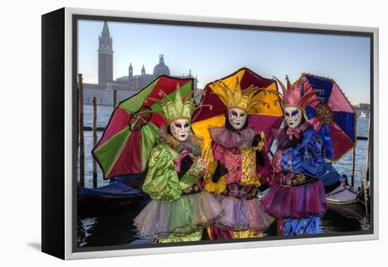 Colorful Trio Venice at Carnival Time, Italy-Darrell Gulin-Framed Premier Image Canvas