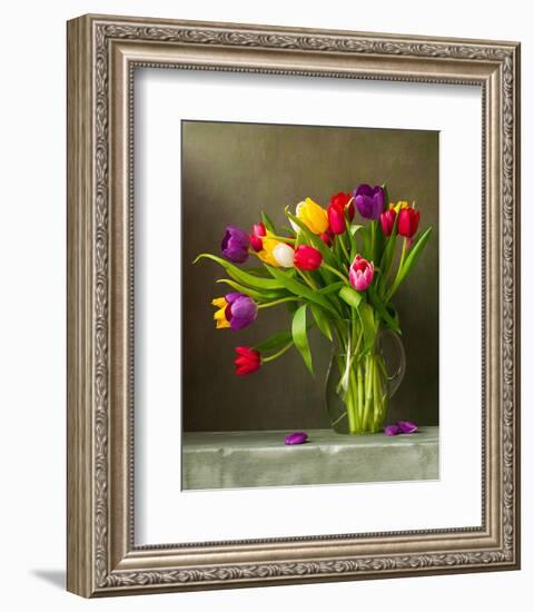 Colorful Tulips Still Life-null-Framed Art Print