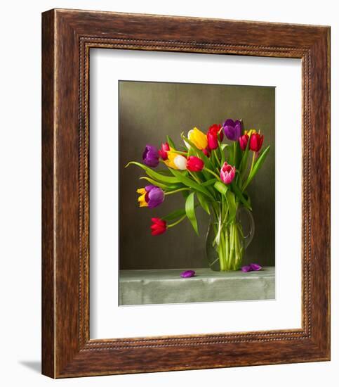 Colorful Tulips Still Life-null-Framed Art Print