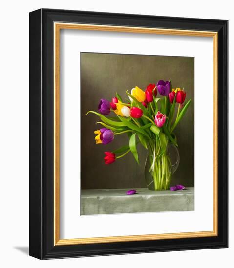 Colorful Tulips Still Life-null-Framed Art Print