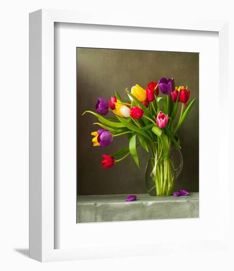 Colorful Tulips Still Life-null-Framed Art Print