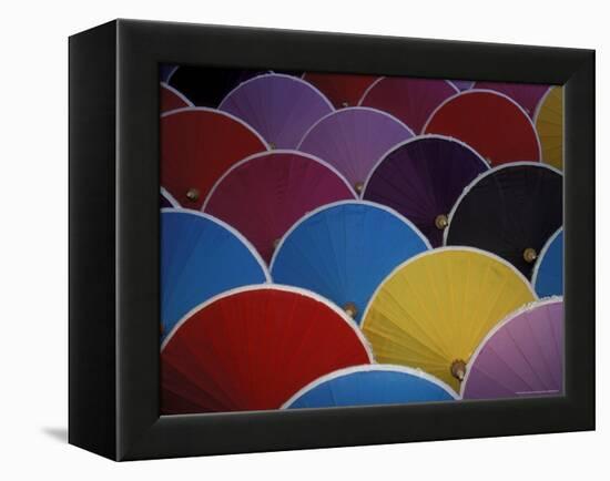 Colorful Umbrellas at Umbrella Factory, Chiang Mai, Thailand-Claudia Adams-Framed Premier Image Canvas