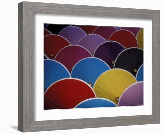 Colorful Umbrellas at Umbrella Factory, Chiang Mai, Thailand-Claudia Adams-Framed Photographic Print