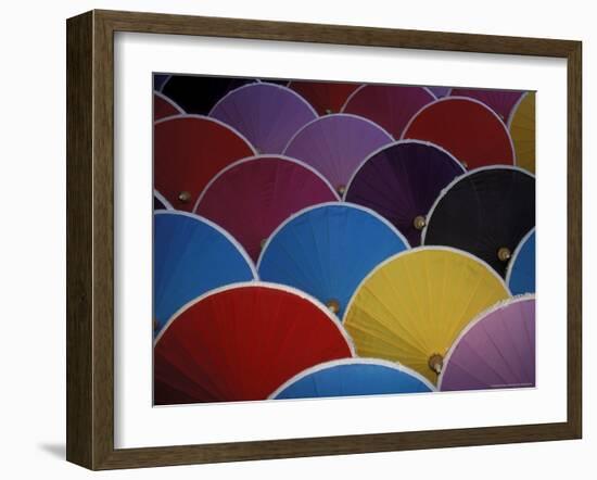 Colorful Umbrellas at Umbrella Factory, Chiang Mai, Thailand-Claudia Adams-Framed Photographic Print