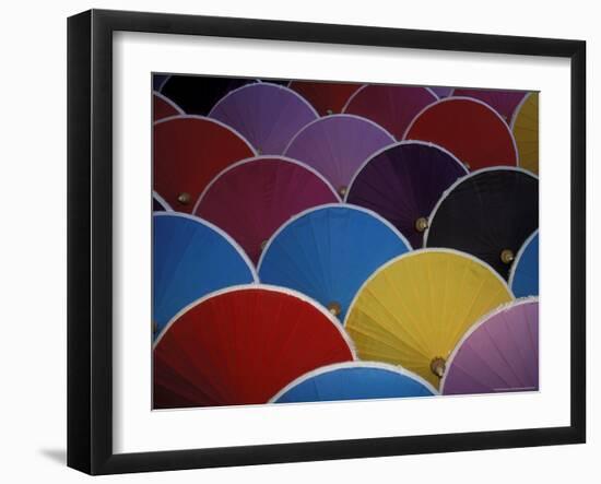 Colorful Umbrellas at Umbrella Factory, Chiang Mai, Thailand-Claudia Adams-Framed Photographic Print
