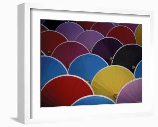 Colorful Umbrellas at Umbrella Factory, Chiang Mai, Thailand-Claudia Adams-Framed Photographic Print