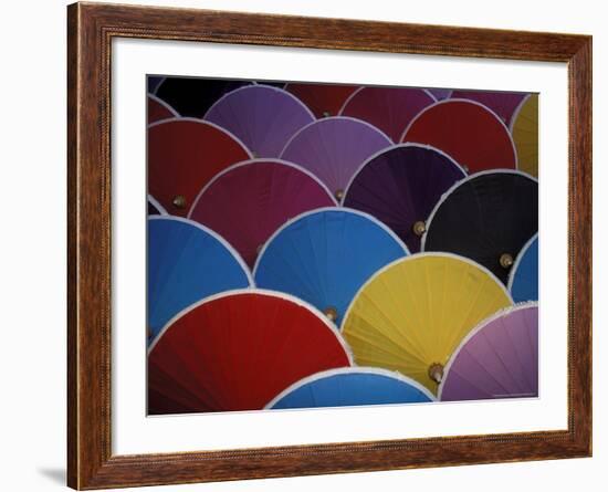 Colorful Umbrellas at Umbrella Factory, Chiang Mai, Thailand-Claudia Adams-Framed Photographic Print