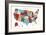 Colorful USA Map-Michael Mullan-Framed Art Print