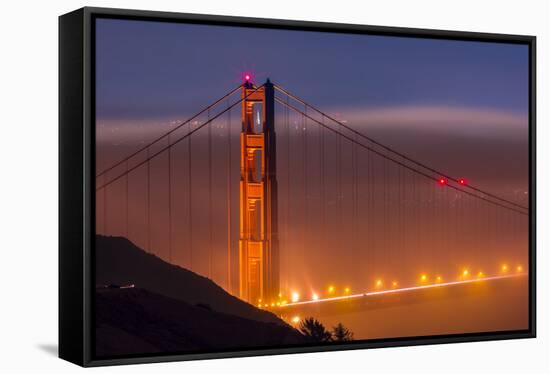 Colorful View Of The Transamerica Building Framed In The North Tower Of The Golden Gate Bridge-Joe Azure-Framed Stretched Canvas
