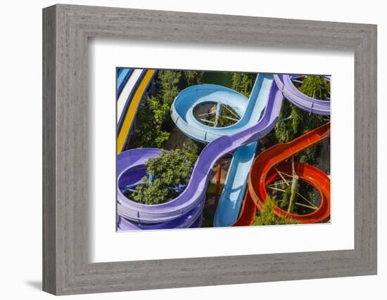 Colorful Water Slides in Buyukcekmece, Aerial, Istanbul, Turkey-Ali Kabas-Framed Photographic Print