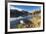 Colorful woods reflected in Lake Sils during autumn, Maloja, Canton of Graubunden, Engadine, Switze-Roberto Moiola-Framed Photographic Print