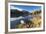 Colorful woods reflected in Lake Sils during autumn, Maloja, Canton of Graubunden, Engadine, Switze-Roberto Moiola-Framed Photographic Print