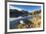 Colorful woods reflected in Lake Sils during autumn, Maloja, Canton of Graubunden, Engadine, Switze-Roberto Moiola-Framed Photographic Print