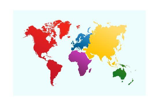 Colorful World Map Art Print Cienpies Art Com Colorful World Map Art Print Cienpies Art Com