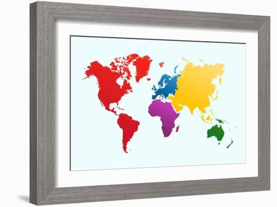 Colorful World Map-cienpies-Framed Art Print