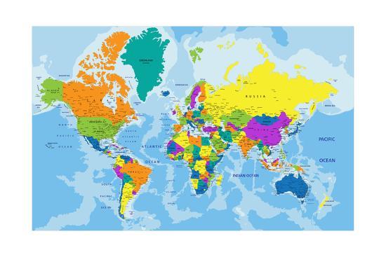 Colorful World Political Map With Clearly Labeled Separated Layers Vector Illustration Art Print Bardocz Peter Art Com Colorful World Political Map With Clearly Labeled Separated Layers Vector Illustration Art Print Bardocz Peter Art Com
