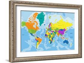 Colorful World Political Map with Clearly Labeled, Separated Layers. Vector Illustration.-Bardocz Peter-Framed Art Print