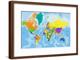 Colorful World Political Map with Clearly Labeled, Separated Layers. Vector Illustration.-Bardocz Peter-Framed Art Print