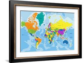 Colorful World Political Map with Clearly Labeled, Separated Layers. Vector Illustration.-Bardocz Peter-Framed Art Print